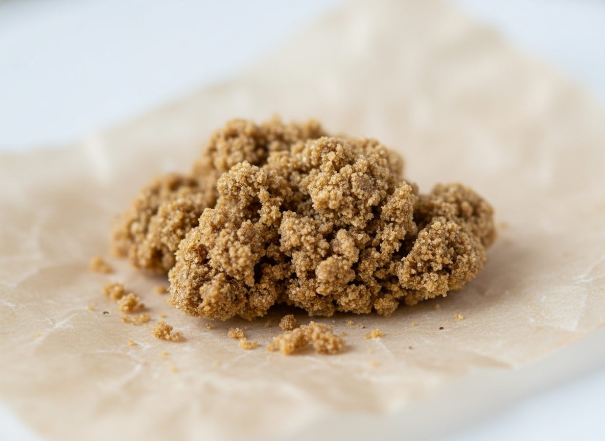 Bubble hash — solventless ice water hash showing granular trichome mass