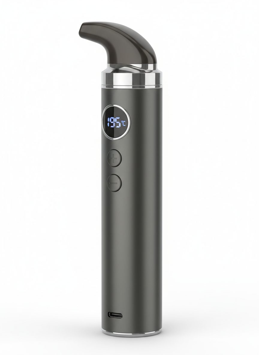 Portable dry herb vaporizer with temperature display