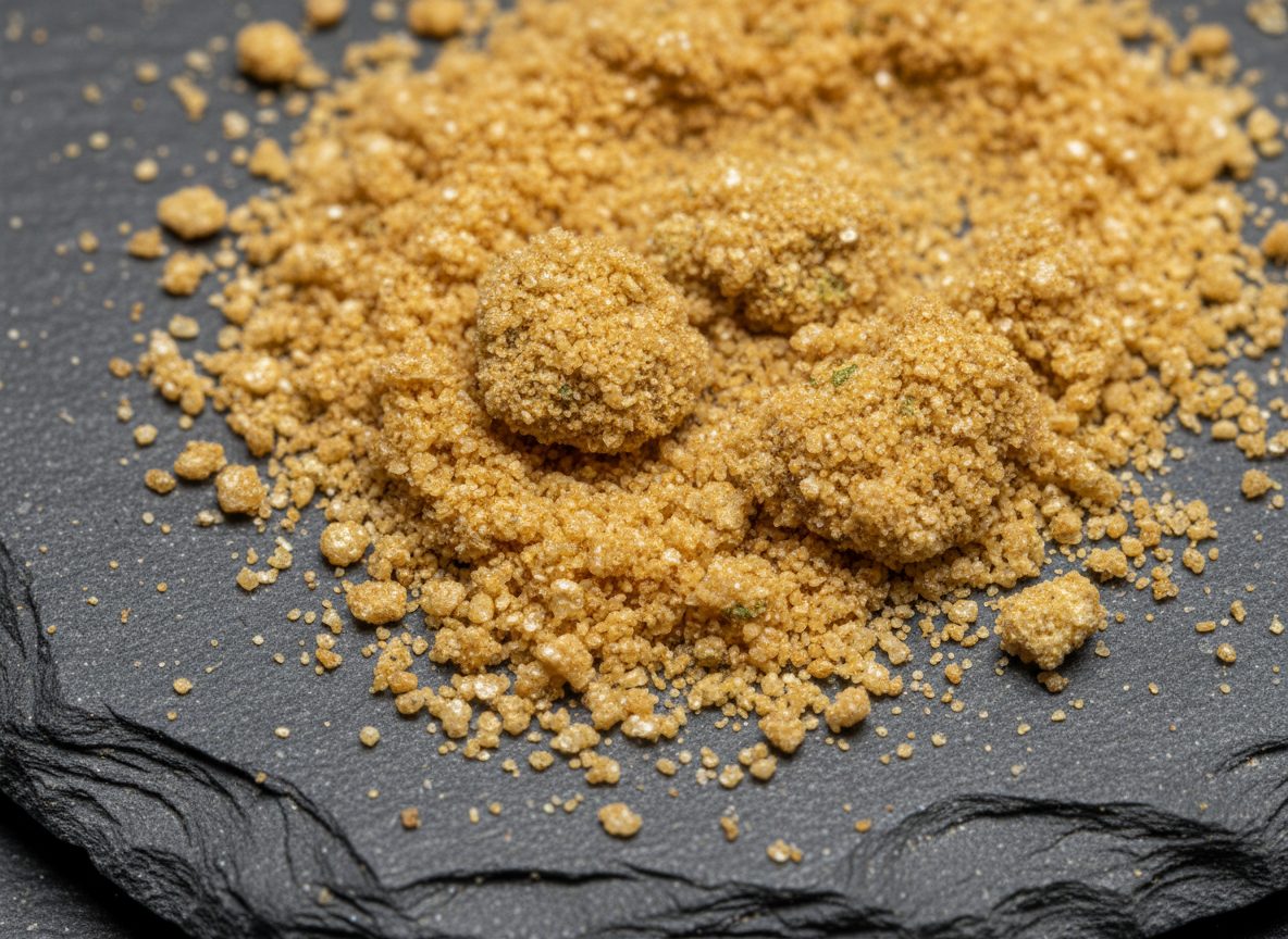 Dry sift kief — fine golden trichome powder from mechanical sieving