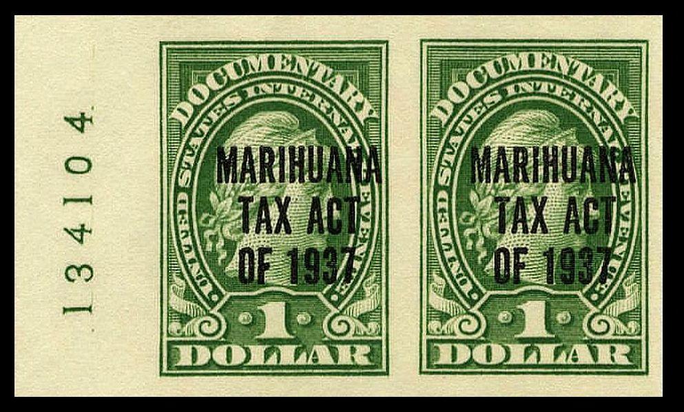 $1 Marihuana Tax Act revenue stamp from 1937