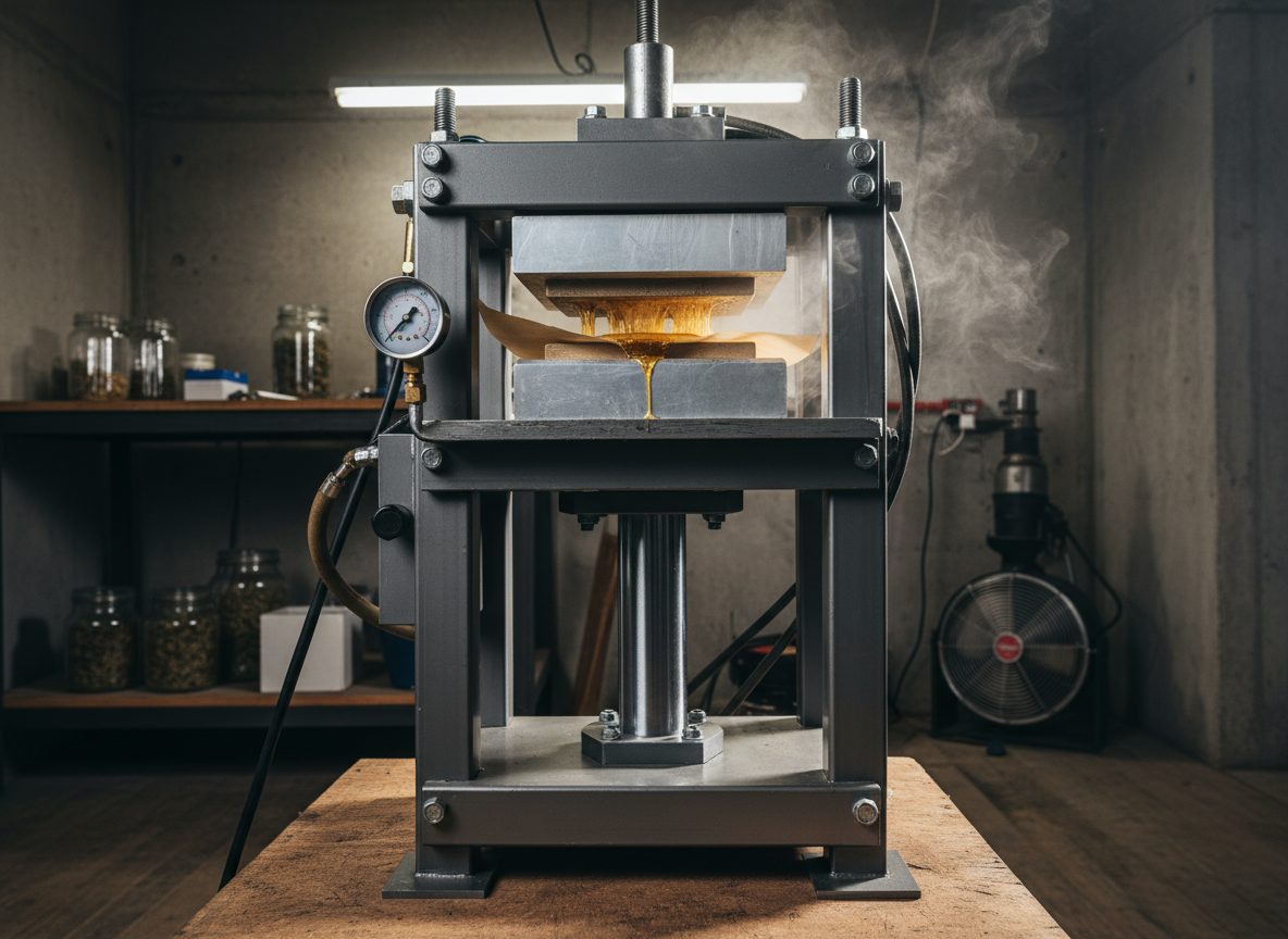 Rosin press — hydraulic device for solventless cannabis extraction