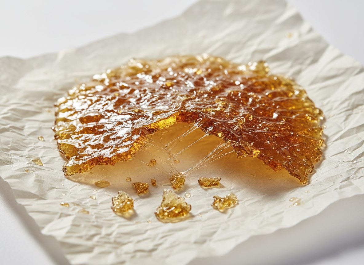 Cannabis shatter — translucent, glass-like BHO concentrate